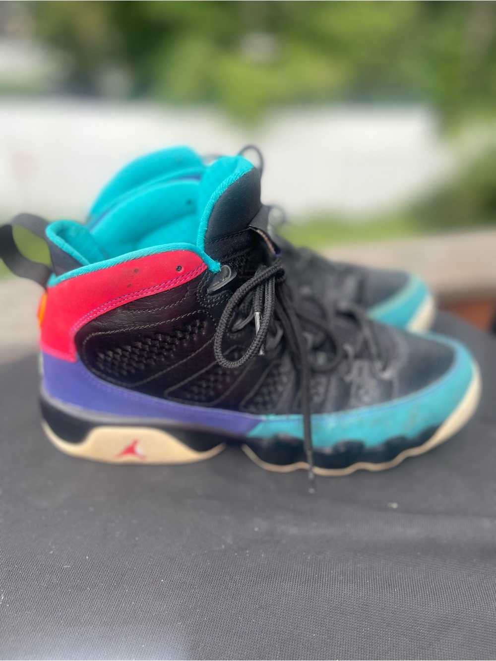 Jordan Kids' High-Top Sneakers in Teal, Black & Purple
